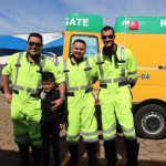 Equipe Brvida e o aluno participante da simulação