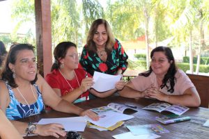 educadores reunidos em grupos para elaboração do quis de perguntas e respostas