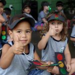 Alunos da EMEI Attílio Burin prepararam um coreografia para a abertura da visita