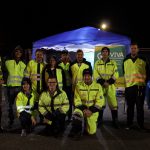 Equipe reunida na primeira noite da ação