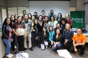 Colaboradores da empresa Opentech que participaram da campanha Viva Seguro.