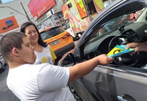 Conscientização com os Pedestres - Semáforo Praça Sem José Bento com a Dom Nery e Faixas De Pedestre em frente o calçadão com os alunos da Apae