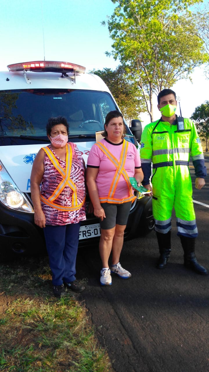 ação educativa e de orientação para os pedestres - rodovia não é local seguro para práticas esportivas e caminhadas.