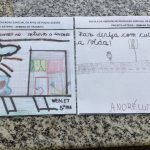 Desenhos e frases realizados pelos alunos para a blitz educativa