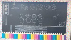 Mural alusivo ao Dia do Pedestre, criado pela instituição