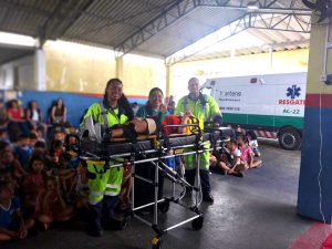 Simulação de atendimento pré hospitalar pela equipe BR Vida.