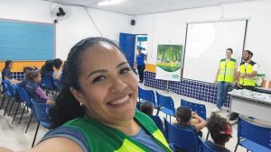 Equipe durante a palestra